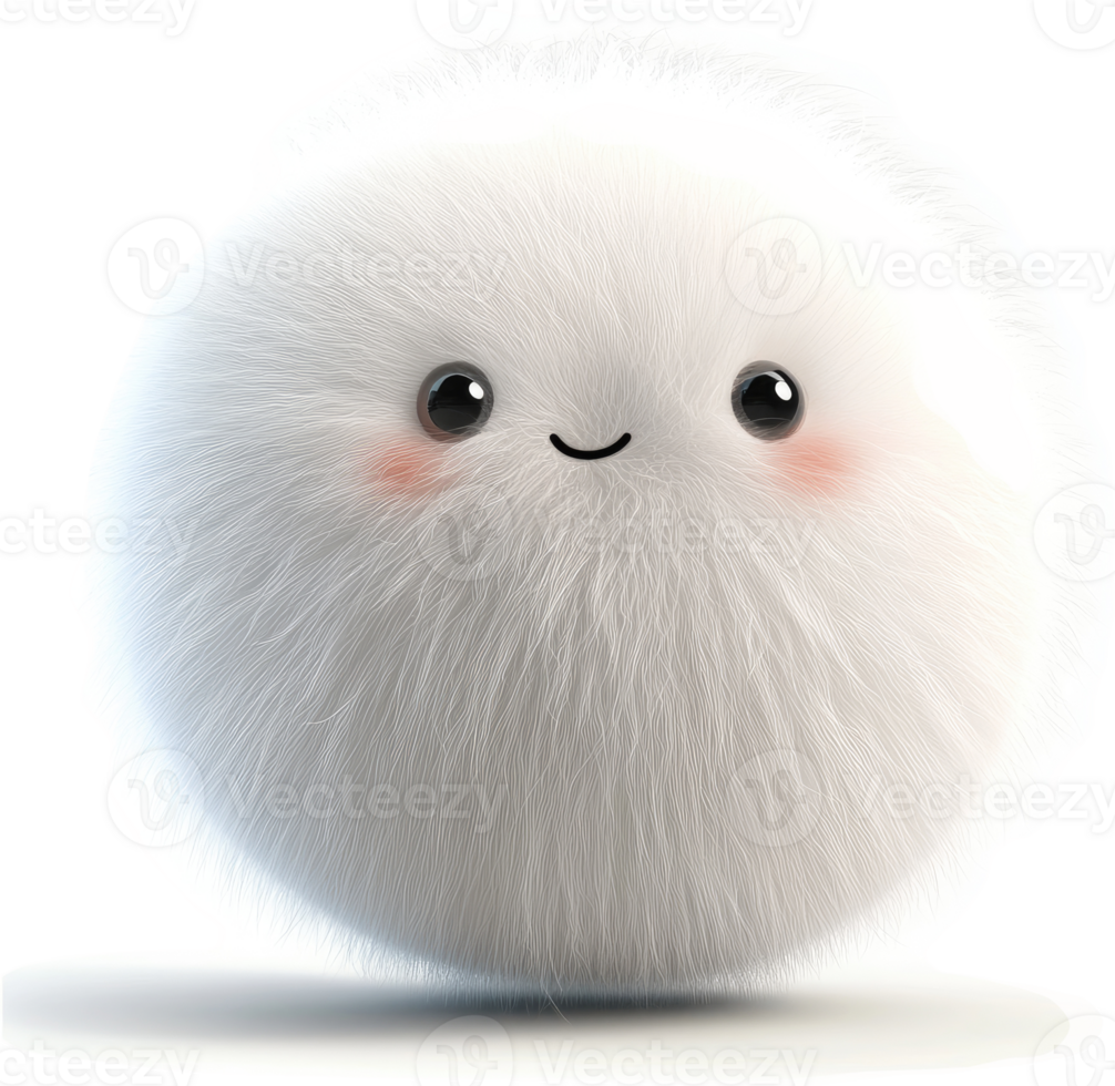 Fluffy, happy sphere of white fur. png