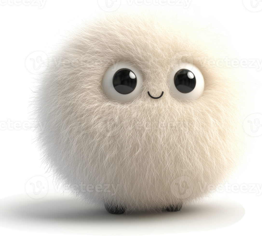 Fluffy, adorable, round creature with expressive eyes. png