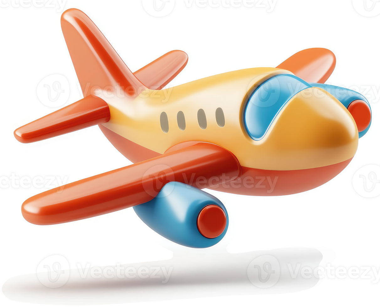 Colorful cartoon jet plane illustration. png