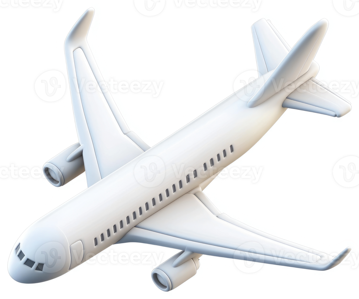 Simple white airplane illustration depicts aerial travel. png