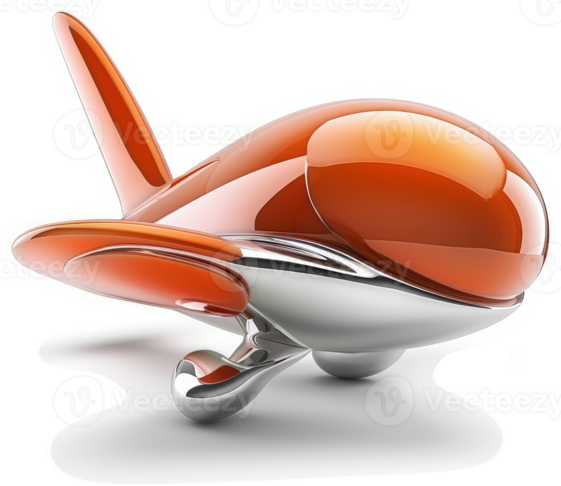 Shiny orange airplane model with metallic accents. png