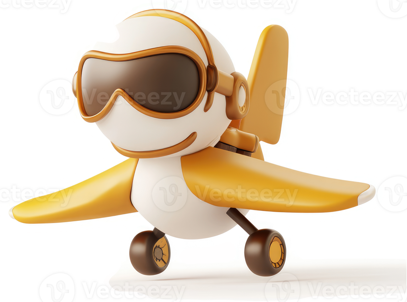 Playful, cartoon airplane with goggles. png