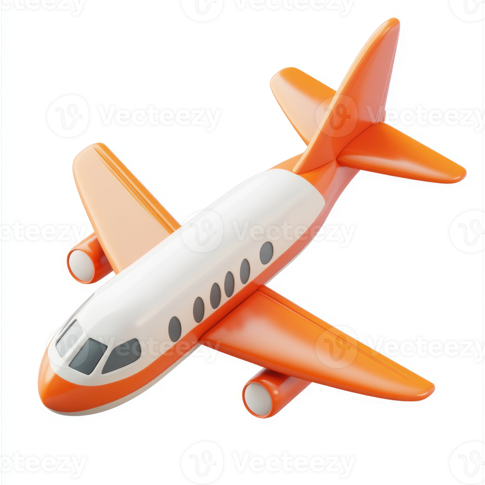 Orange airplane toy illustration on a plain background. png