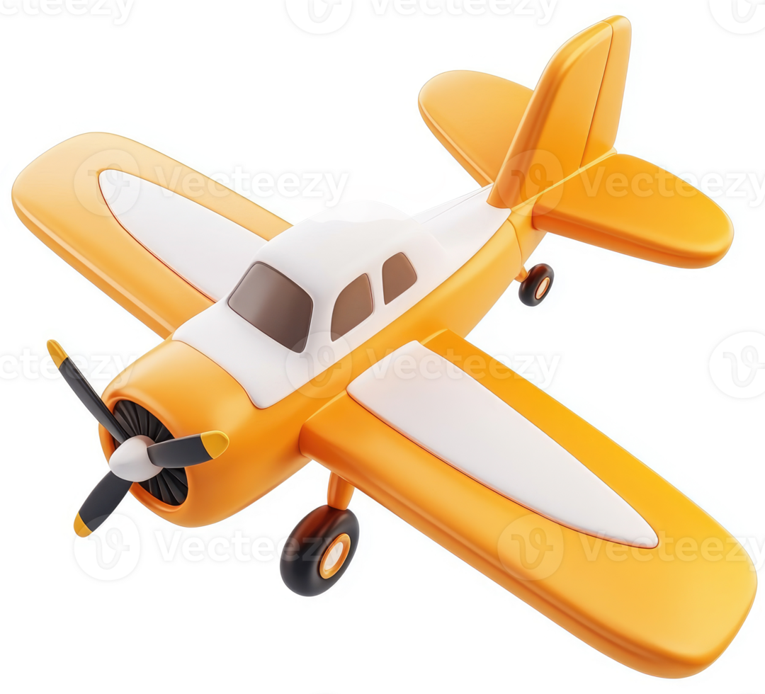 Vibrant orange toy airplane, perfect for imaginative play. png