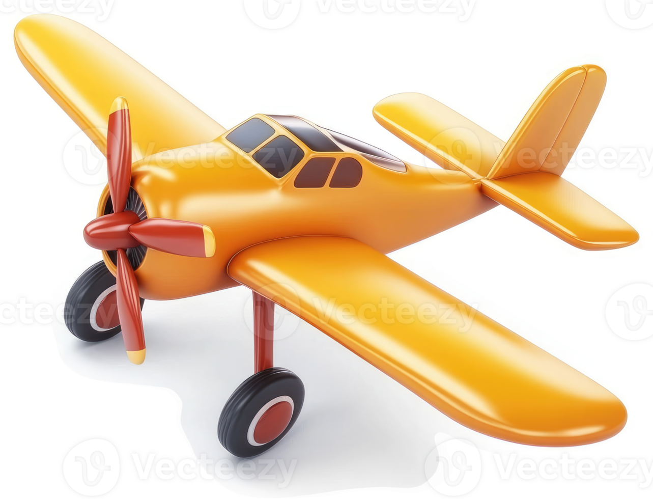 Playful yellow airplane toy, detailed and charming. png