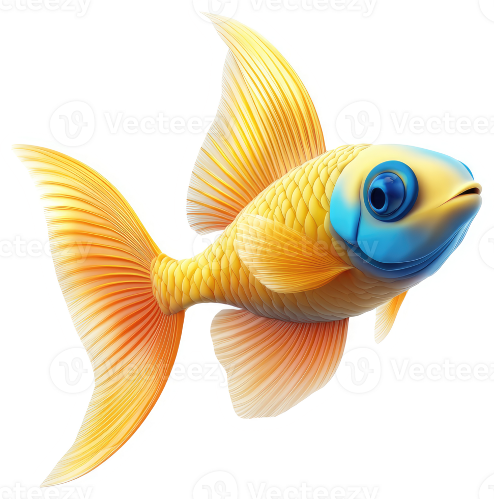 Vivid illustration of a golden fish with vibrant colors. png