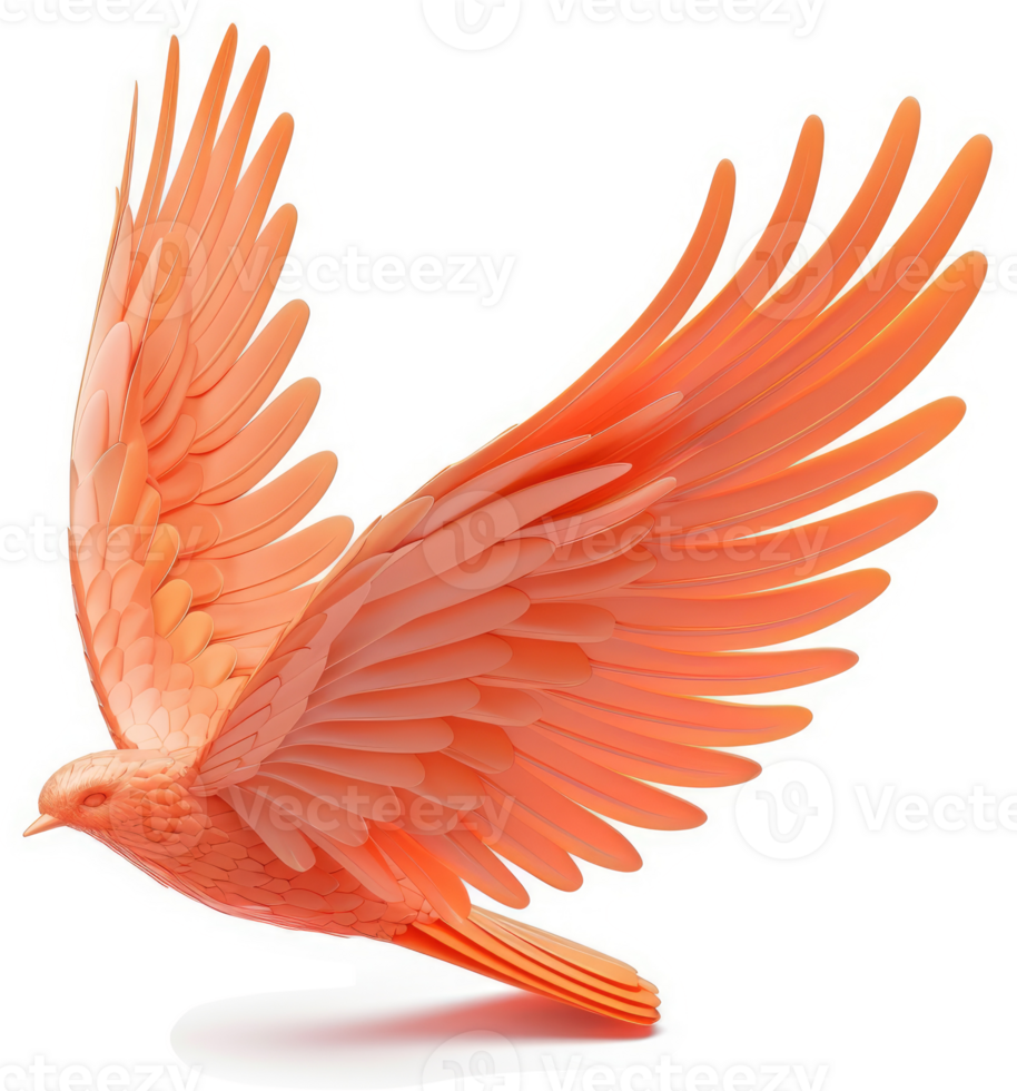Orange bird in flight, showcasing intricate wing detail. png