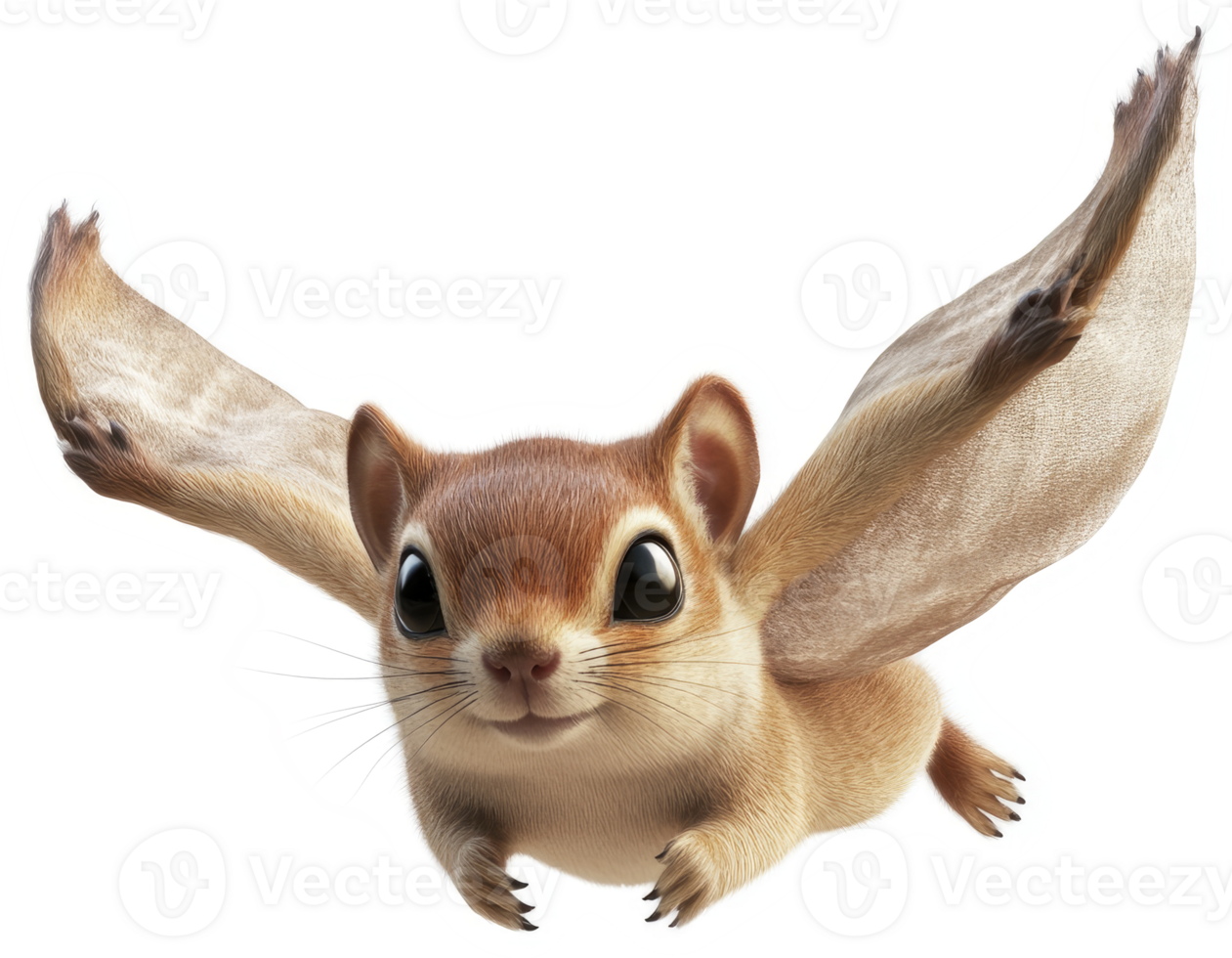 Adorable flying chipmunk in mid-air flight. png