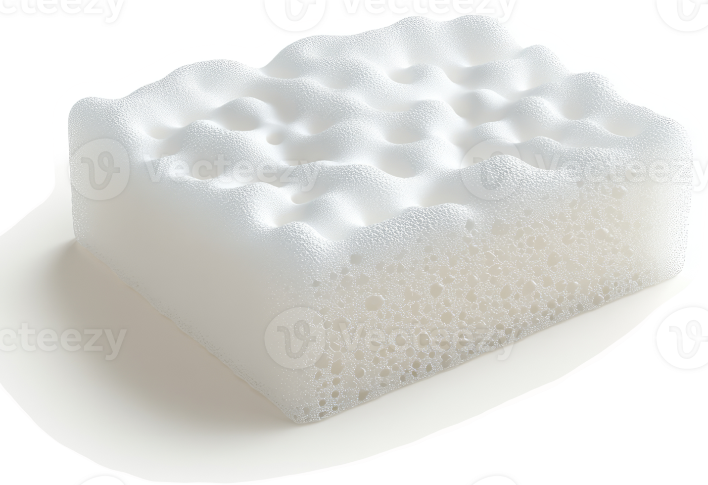 White foam block with textured surface. png