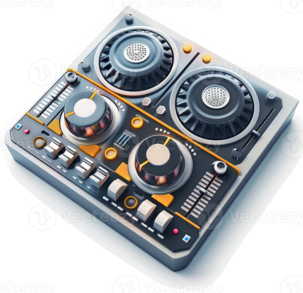Modern audio mixing console with dual output. png