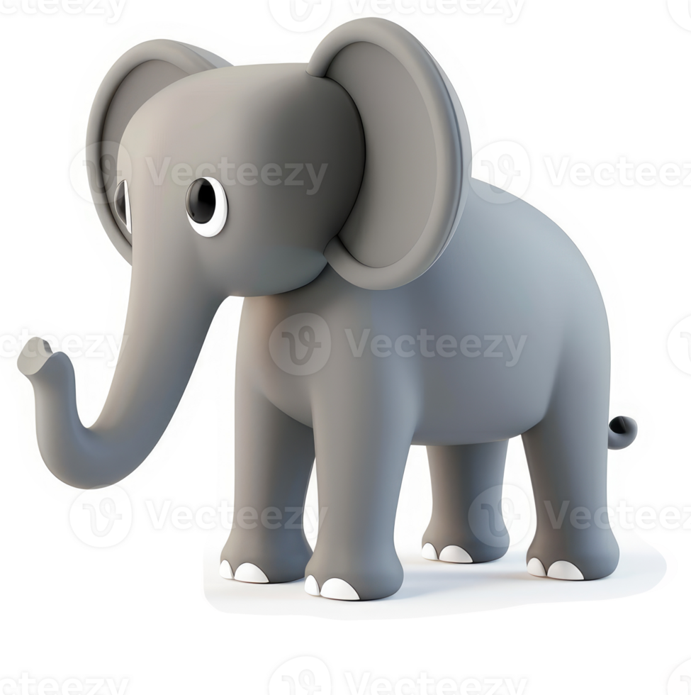 Cartoon elephant in a neutral pose. png