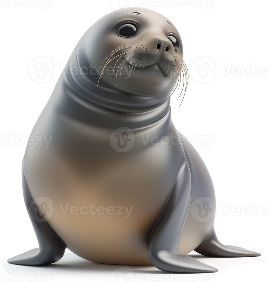 Cute cartoon seal, looking directly at viewer. png
