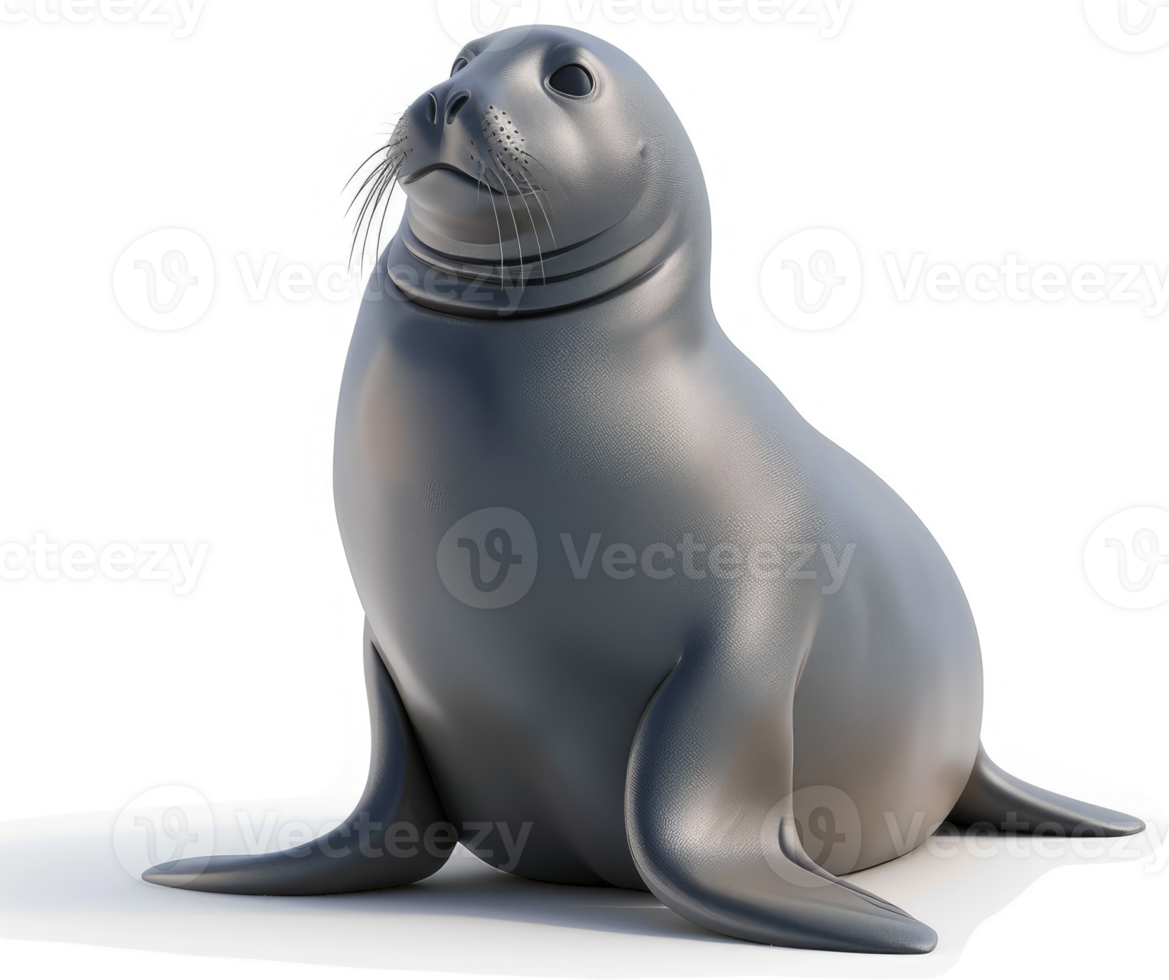 Gray Seal in a Three-Dimensional Rendering. png