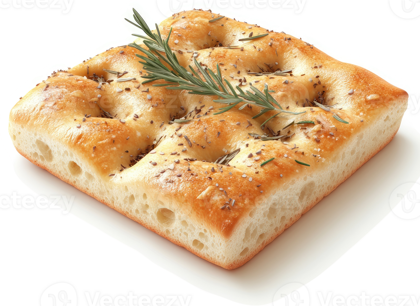 Flavorful rosemary focaccia, a delectable square bread. png