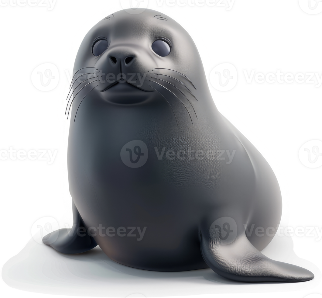 3D rendered image of a playful baby seal. png