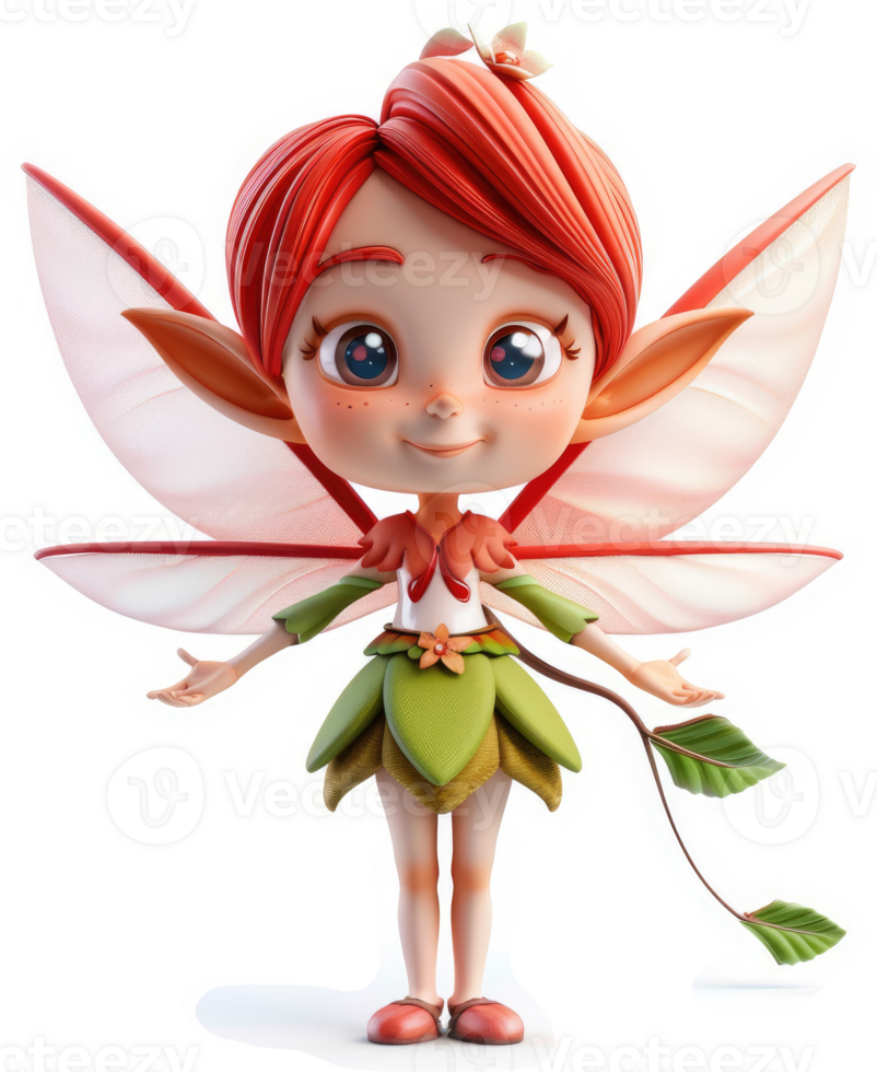 Adorable, stylized fairy character with large wings. png