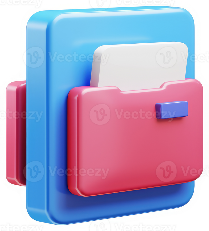 3d folder icon with a document inside, showing digital storage. png