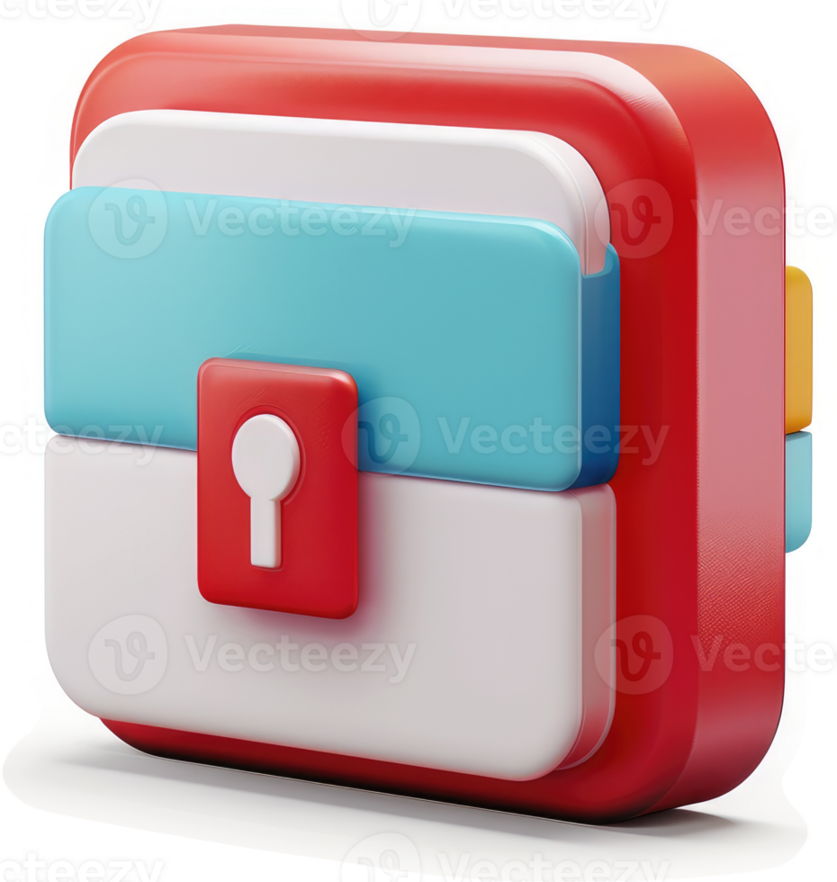 Secure digital wallet icon with colorful 3d layers. png