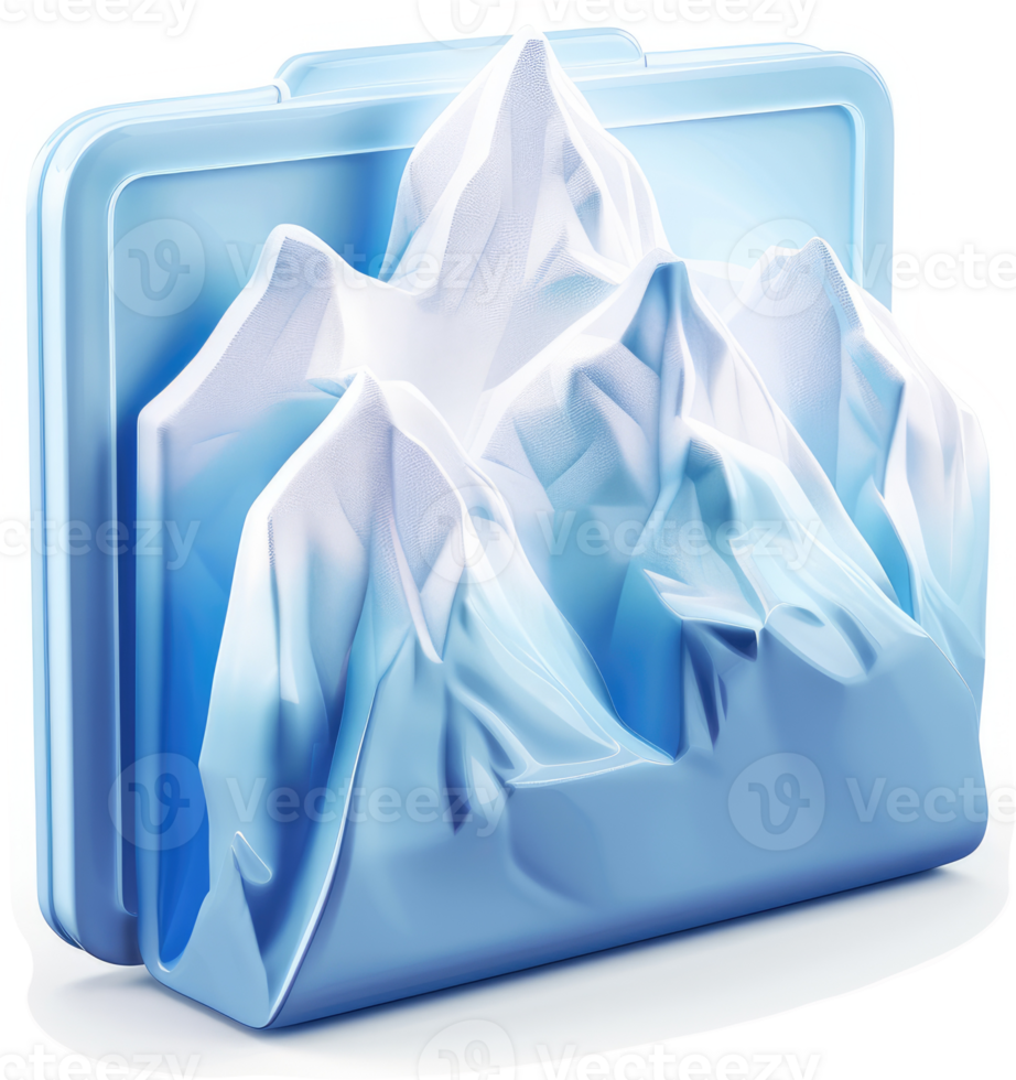 Frozen mountain file folder, symbolizing data storage. png