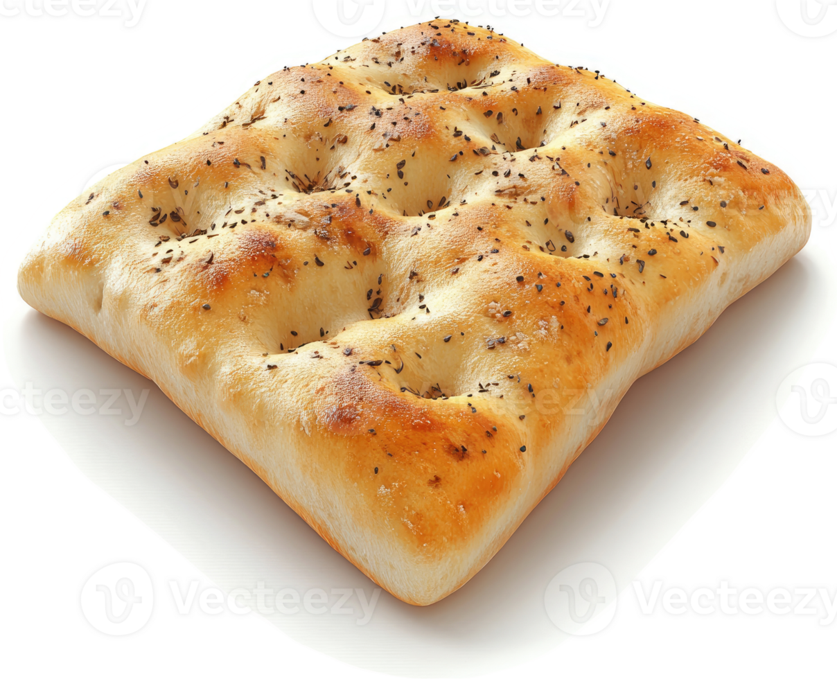 Square artisan flatbread topped with seasonings. png
