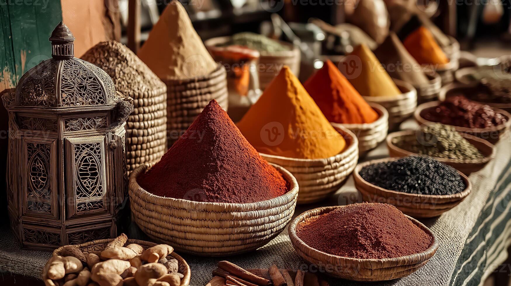 Spices and herbs in a market photo