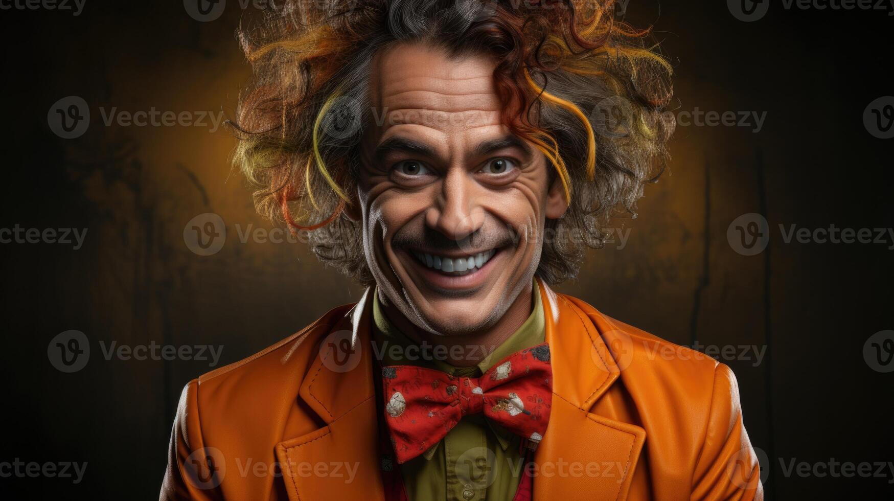 A portrait of a cheerful comedian, radiating humor and laughter, making every moment delightful. photo