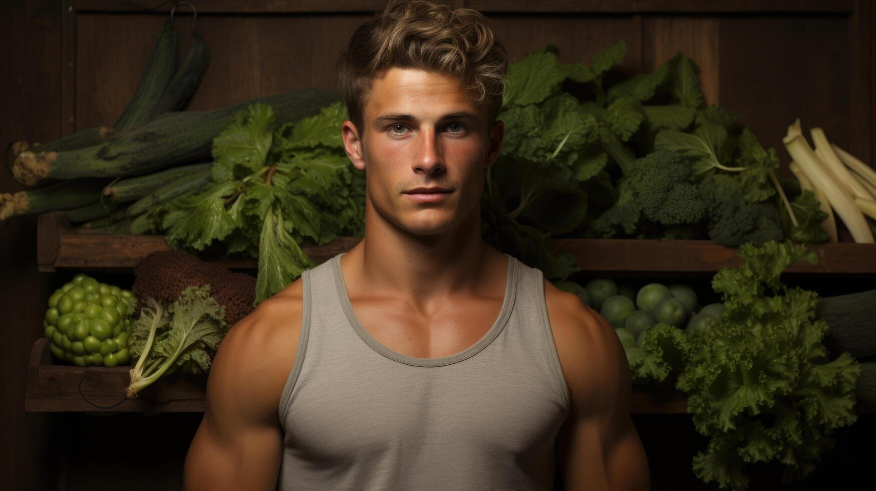 Young vegan athlete showcasing strength and vitality photo