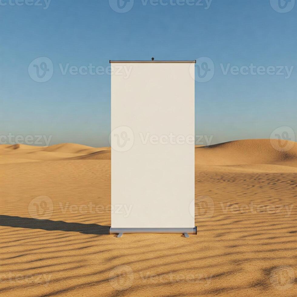 A rollup banner in the desert photo