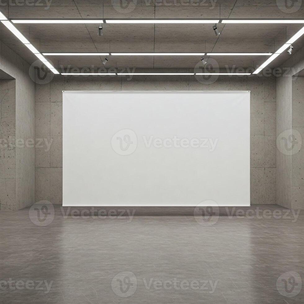 A large white mock frame in a large room photo