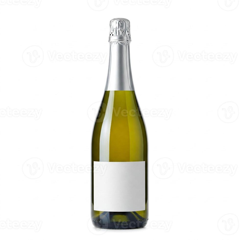 A champagne bottle with a plain white label isolated on white photo