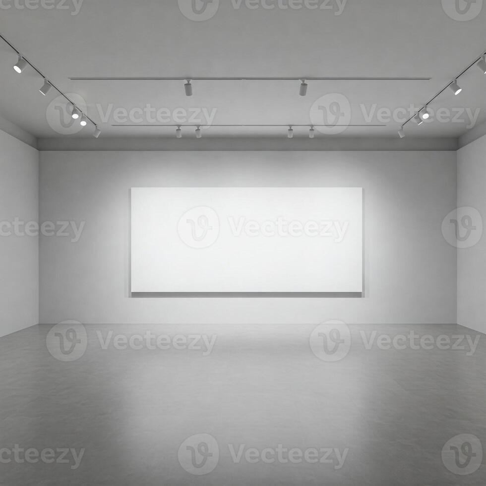 A blank mock frame in a large white room photo
