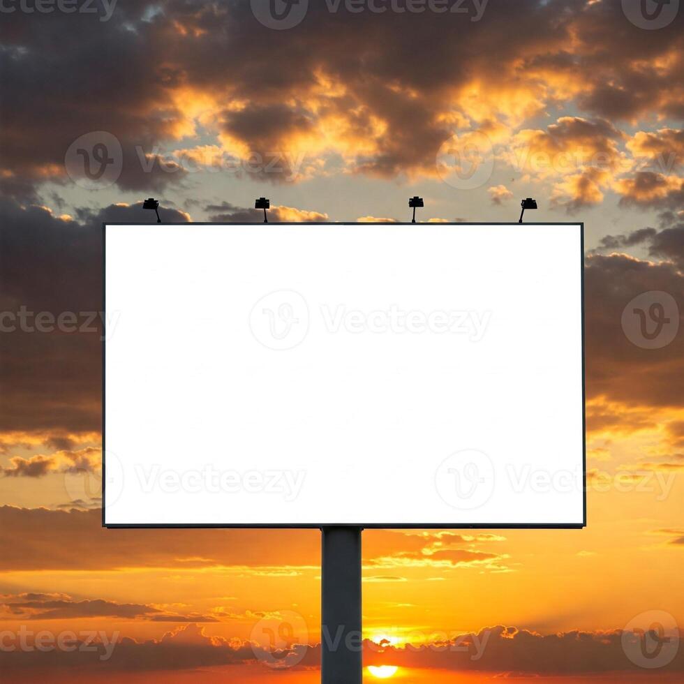 A large mock billboard at sunrise or sunset photo
