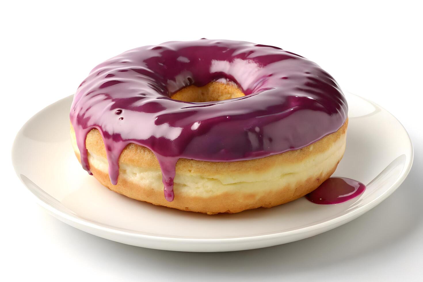a large round donut positioned slightly off cent photo