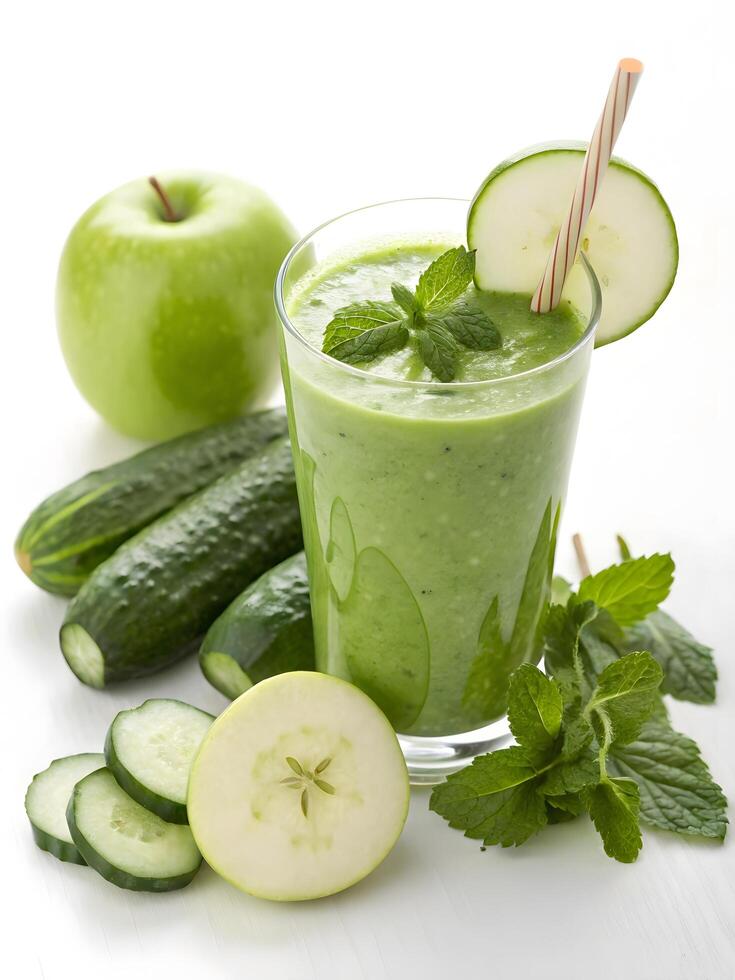 Refreshing Green Smoothie apple slice photo