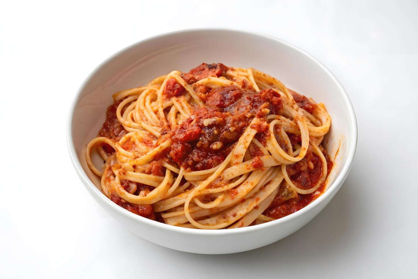 pasta with sauce isolated white background photo