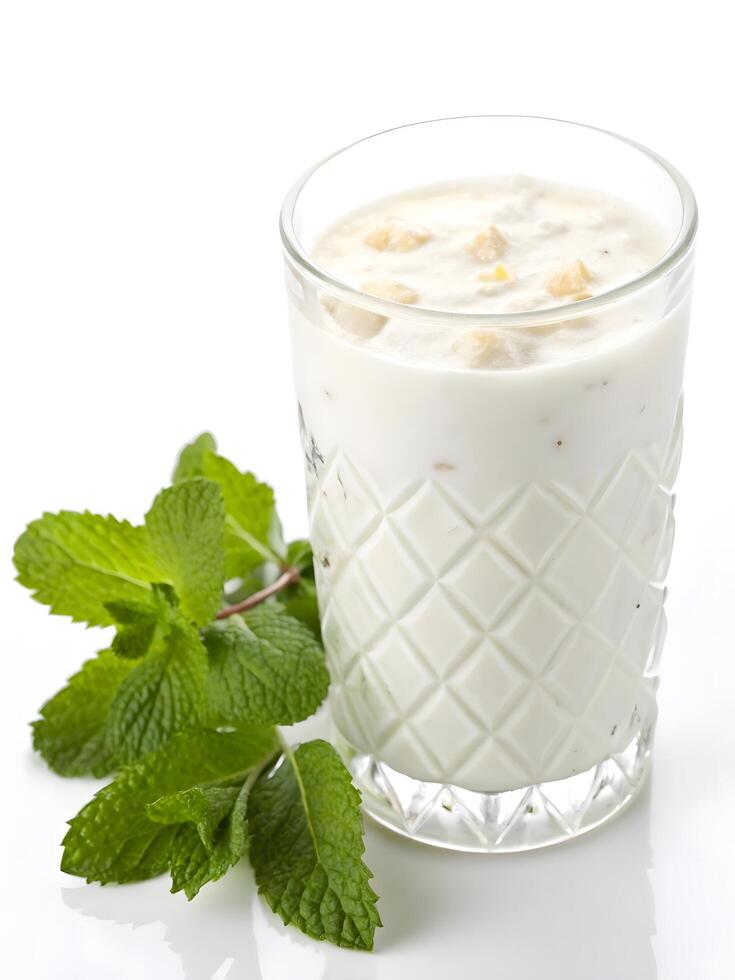 Refreshing Laban Ayran Drink on a White Background photo