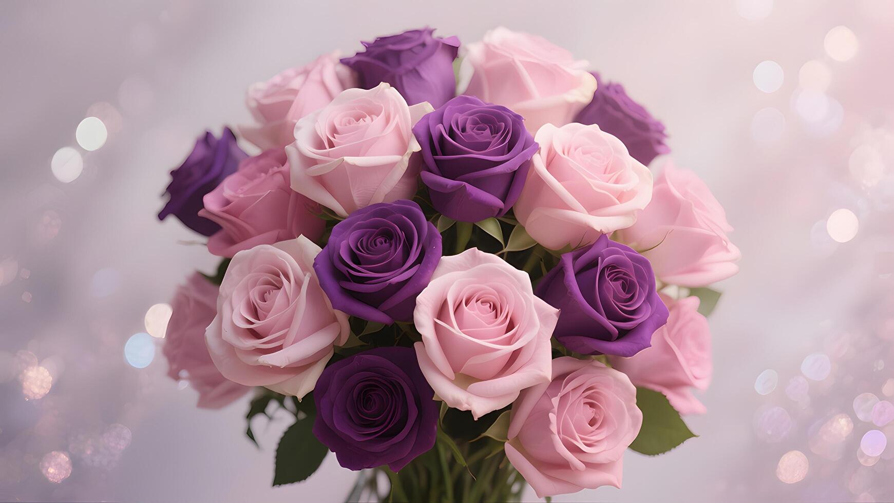 Ethereal Bloom Pink and Purple Roses on a Dazzling Canvas photo