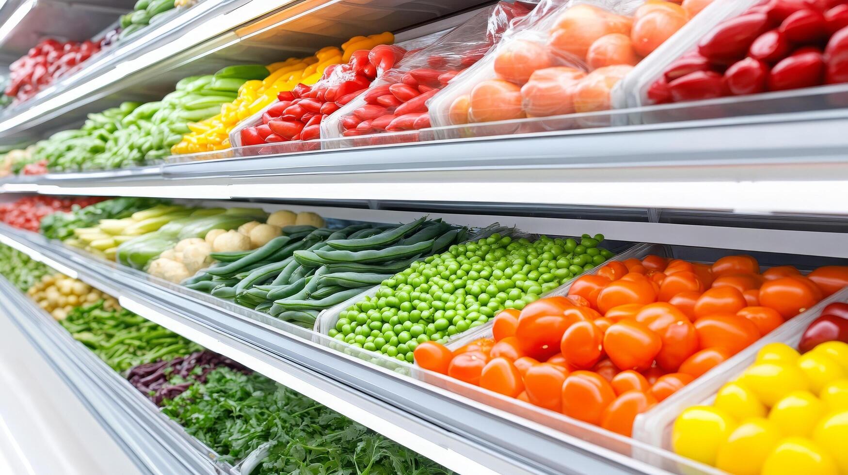 A grocery store with a variety of vegetables and fruits photo