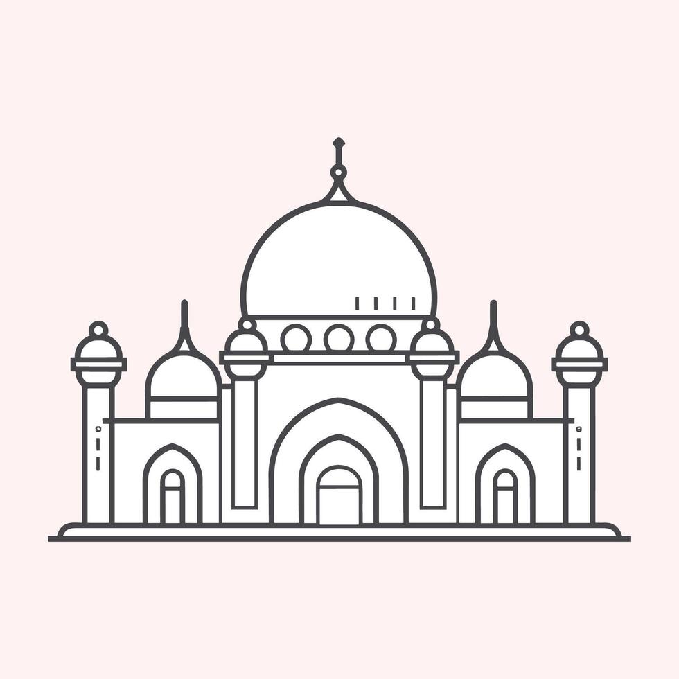 A mosque icon in a line drawing vector