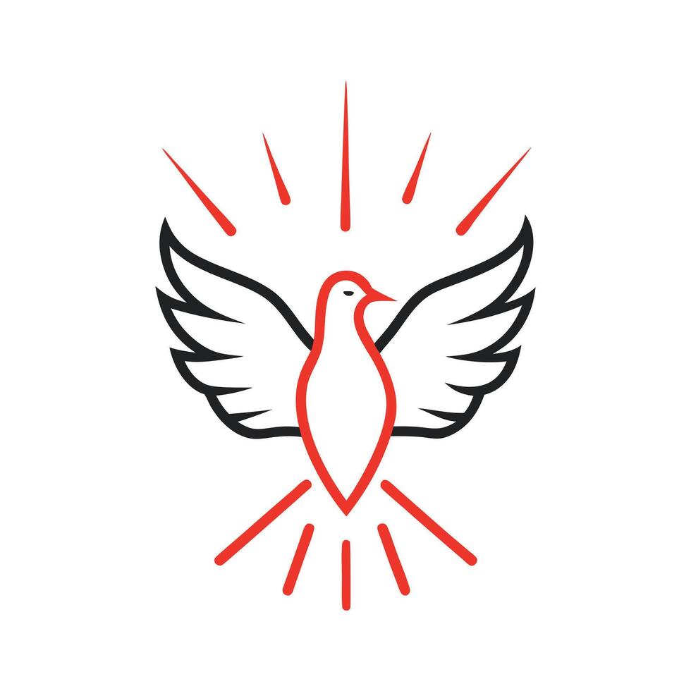 Minimal dove line art illustration vector