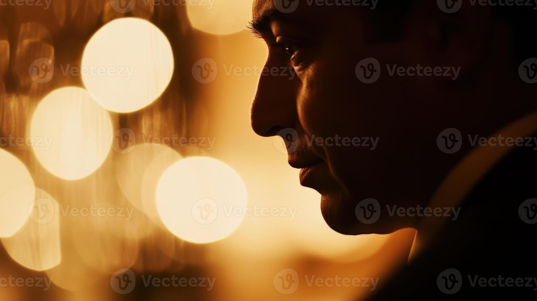 Capturing a moment of thoughtful contemplation the diplomats subtle smile is framed by soft lighting that accentuates their features. The blurred background features elegant shape photo