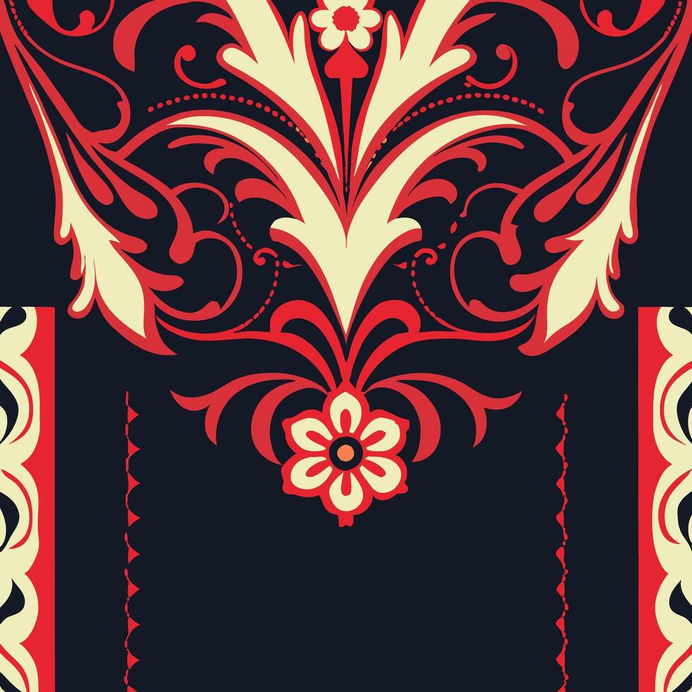 Decorative Floral Pattern Red And Beige Colors vector
