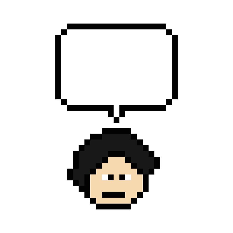 Cute cartoon of chat box and man male boy say think talk 8 bit. vector