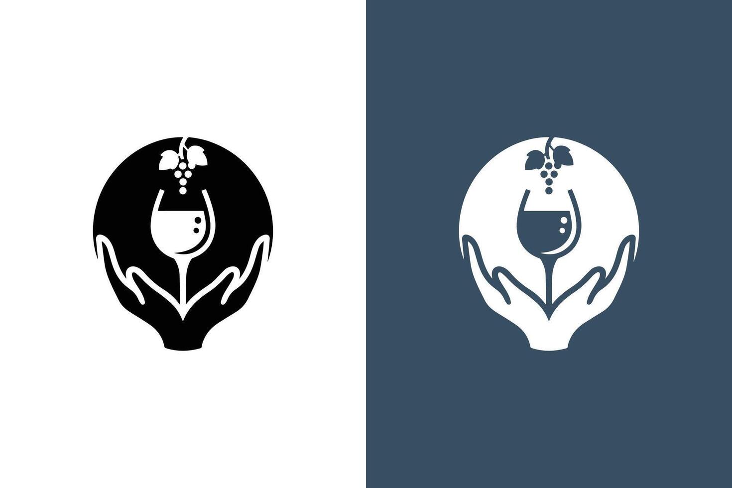 Minimalist holding wine glass icon. Holding wine glass logo design on white background. vector