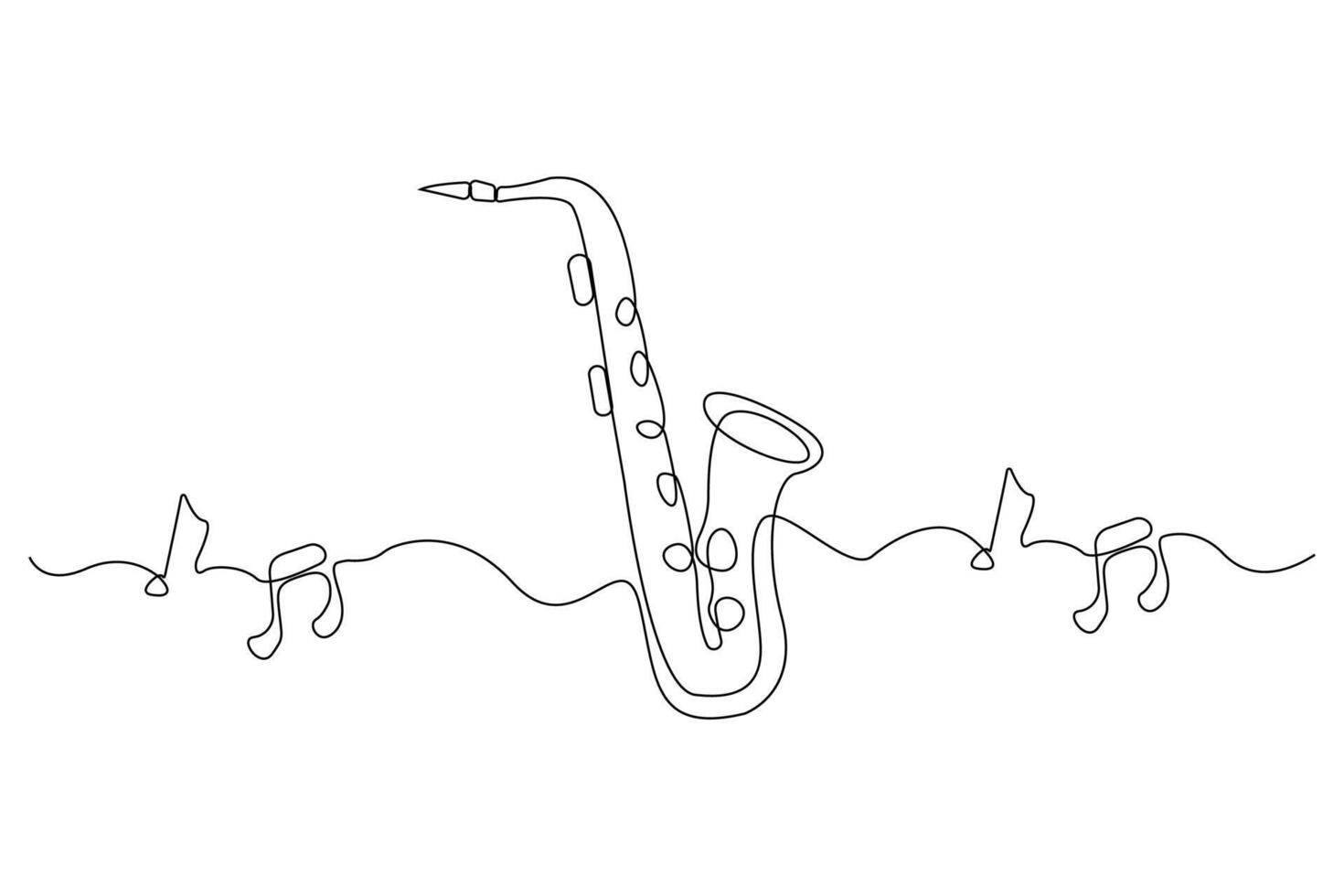 Saxophone musical instrument continuous line art . International Jazz Day concept poster background. vector