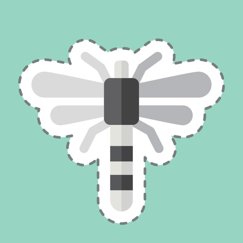 Sticker line cut Dragonfly. related to Insects symbol. design editable vector
