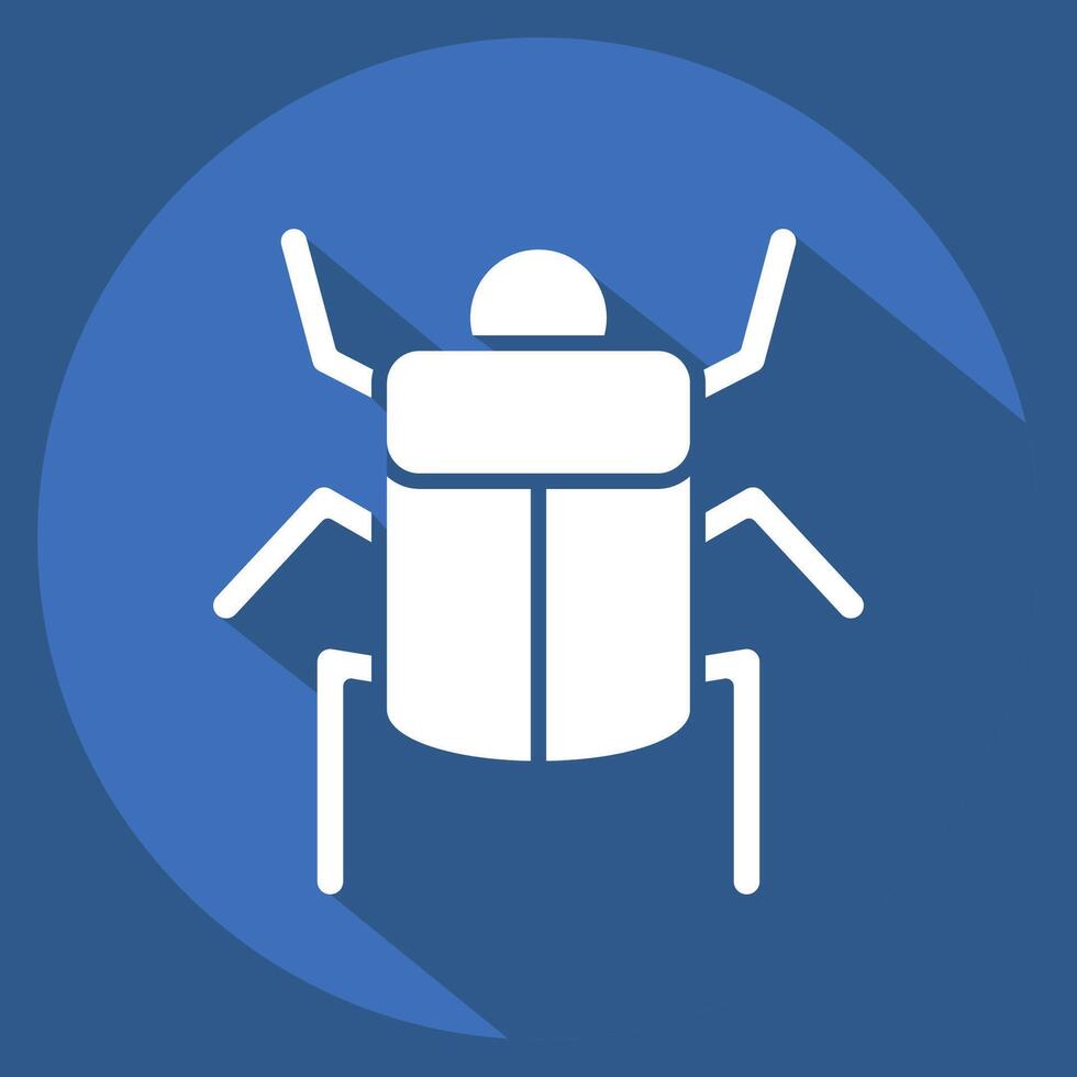 Icon Egyptian Scrab. related to Insects symbol. long shadow style. design editable vector