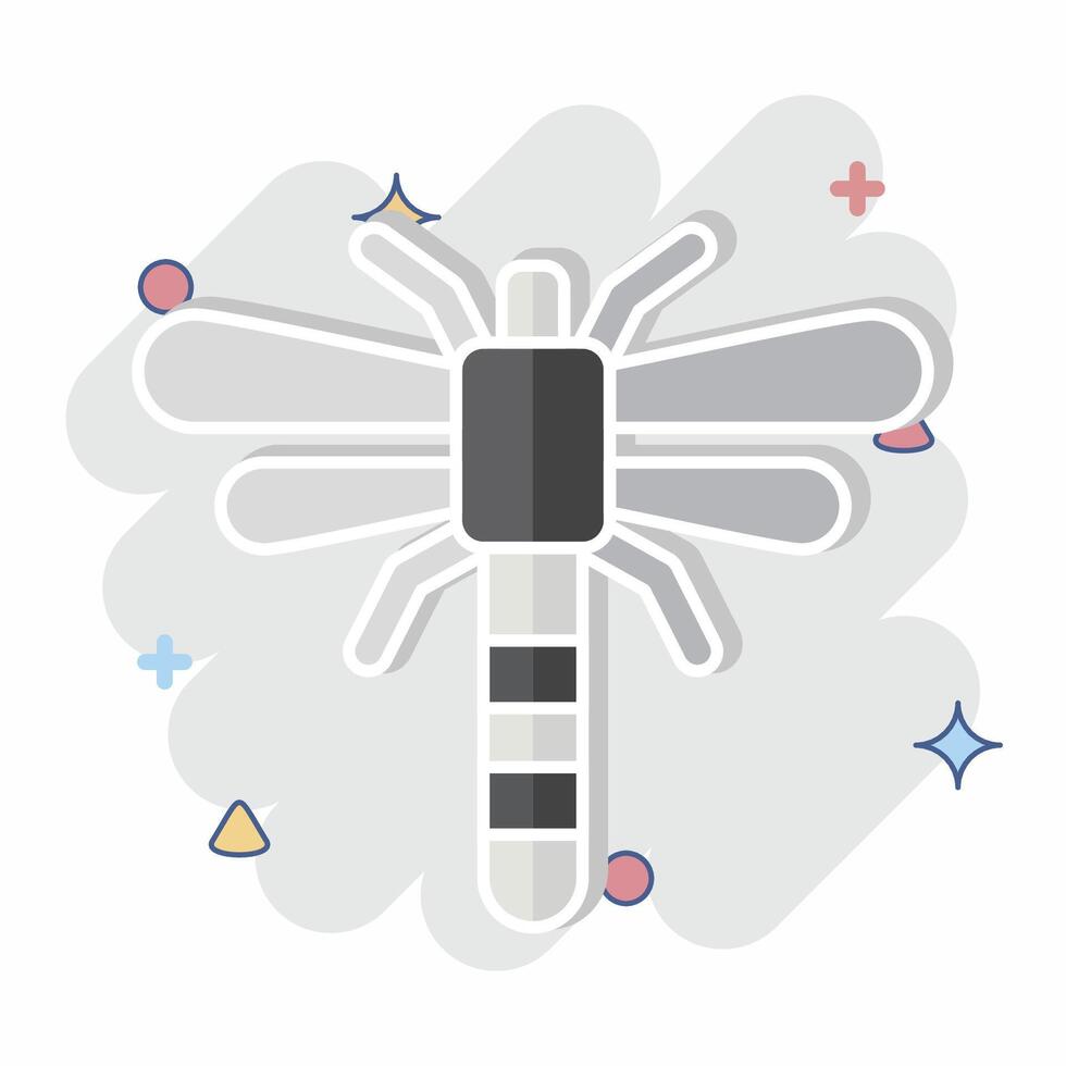 Icon Dragonfly. related to Insects symbol. comic style. design editable vector