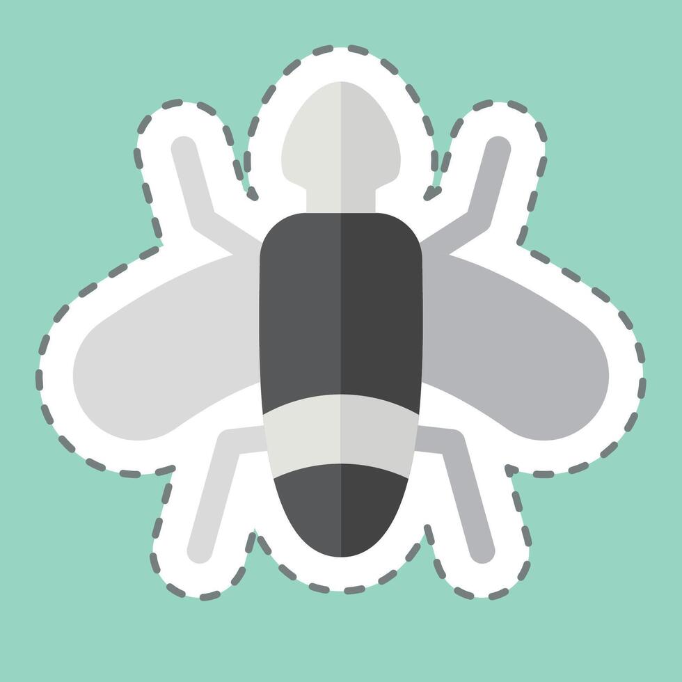 Sticker line cut Flies. related to Insects symbol. design editable vector