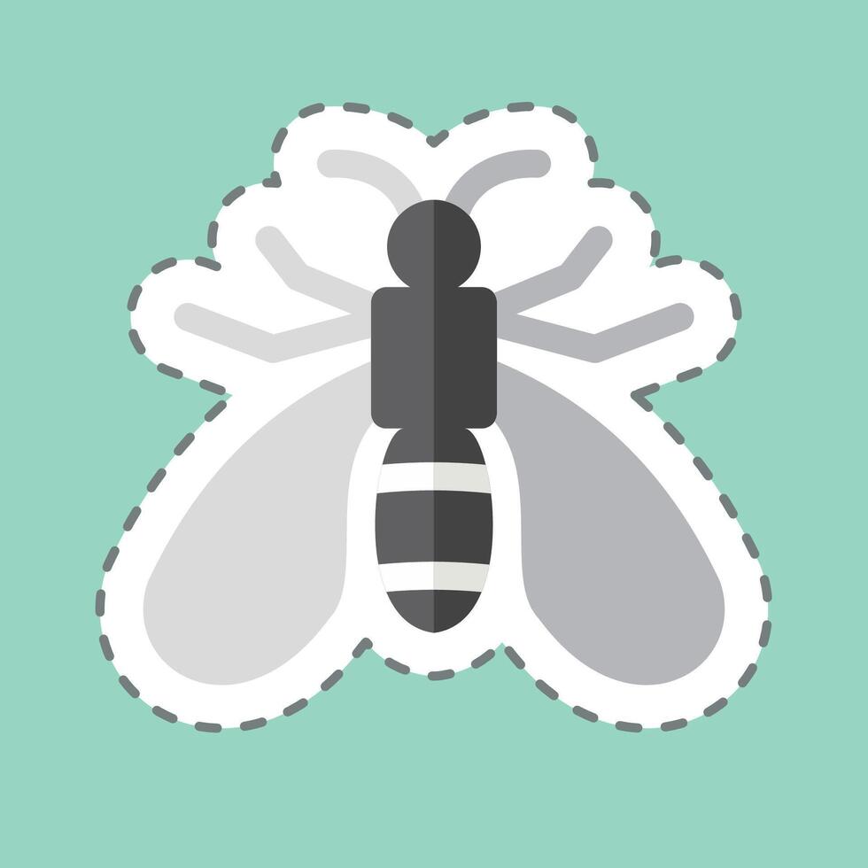 Sticker line cut Wasp. related to Insects symbol. design editable vector